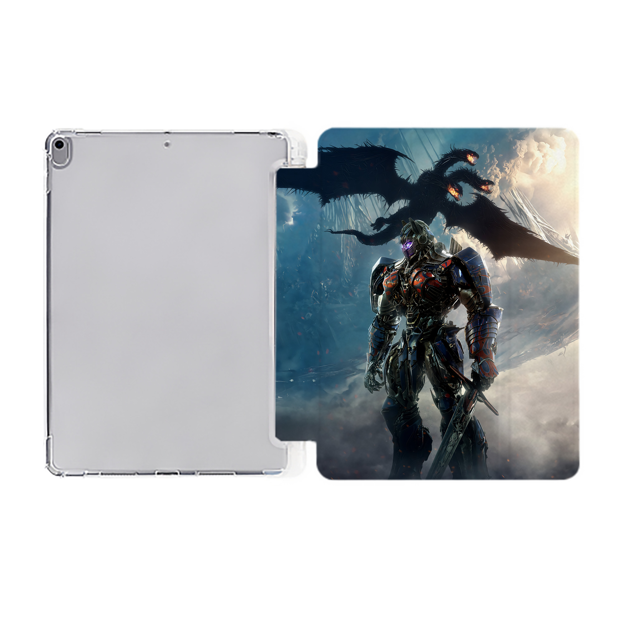 （画像用） Transformers トランスフォーマー IPad ケース ペン収納付き 三つ折りスタンド PUレザー×シリコン 対応機種9.5/10.5/10.9インチ